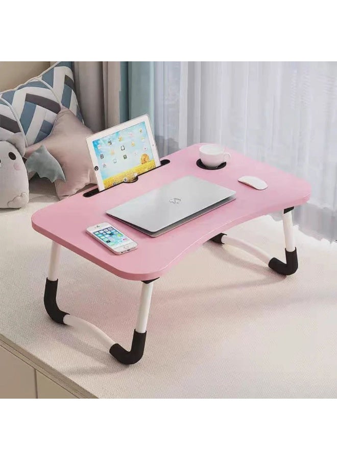 Laptop Table, 60 * 40cm Portable Laptop Table with Foldable Legs, Tablet & Notebook Slot, Multi-Functional Table for Reading and Eating - Image 1